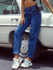 High Waisted Straight-Leg Mom Jeans Sai Feel