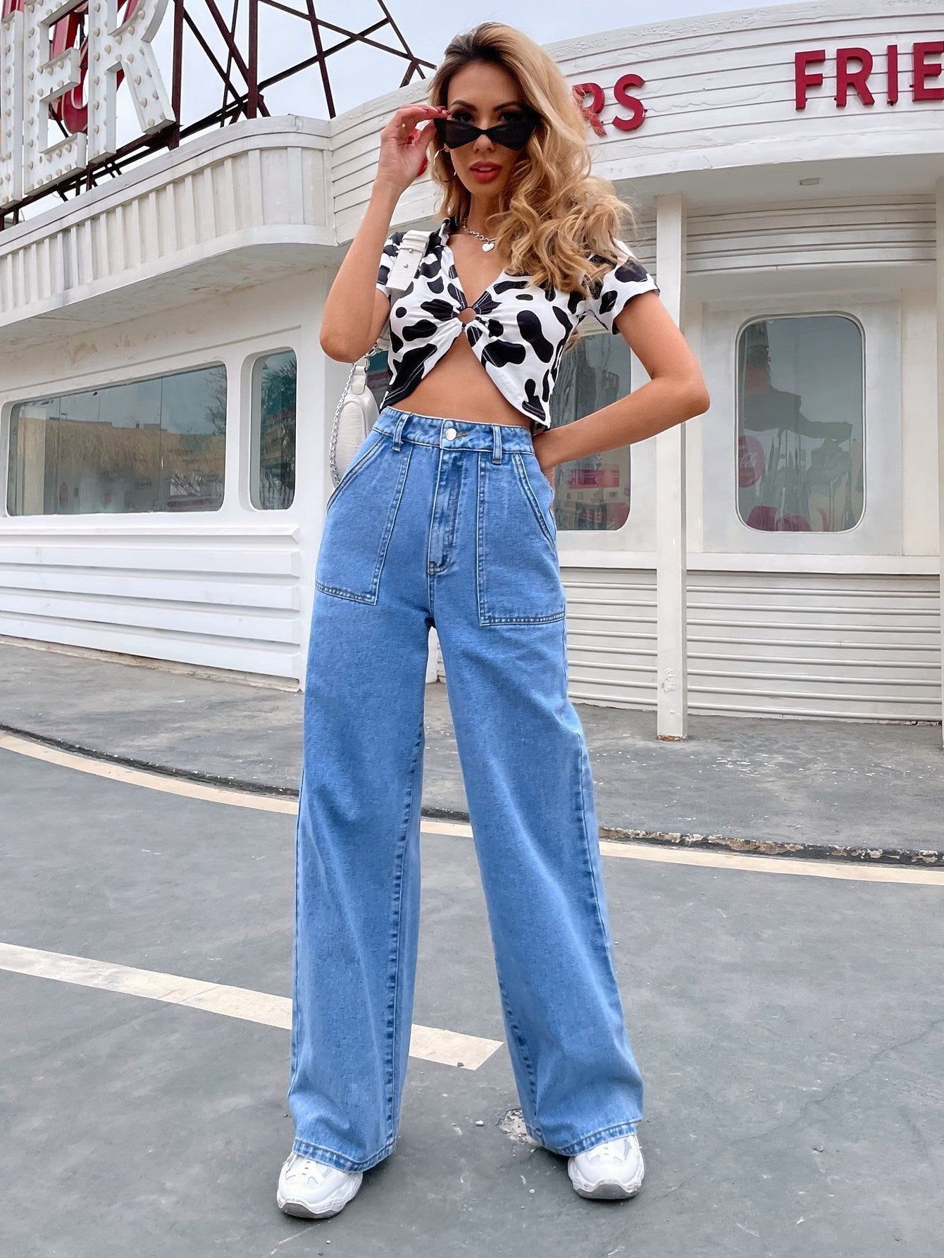 High Waisted Wide Leg Baggy Jeans Sai Feel