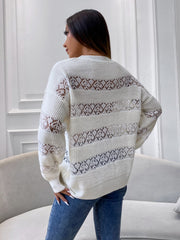 Hollow jacquard crew neck sweater Sai Feel