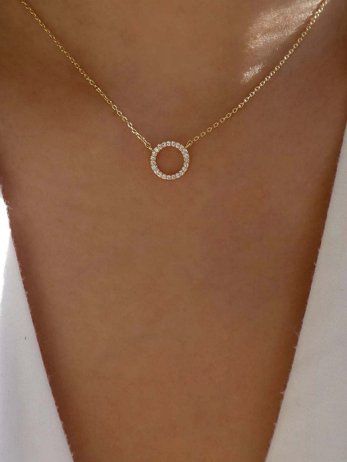 Hoop Rhinestone Pendant Necklace Sai Feel