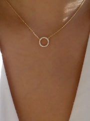 Hoop Rhinestone Pendant Necklace Sai Feel