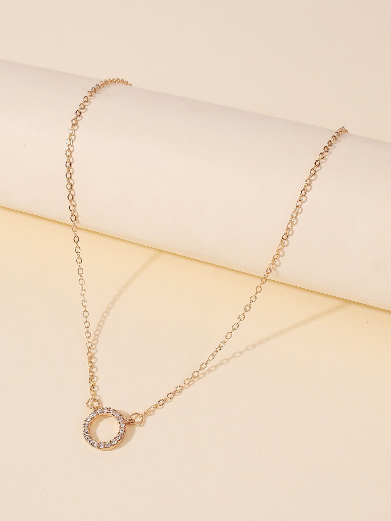 Hoop Rhinestone Pendant Necklace Sai Feel