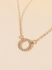 Hoop Rhinestone Pendant Necklace Sai Feel