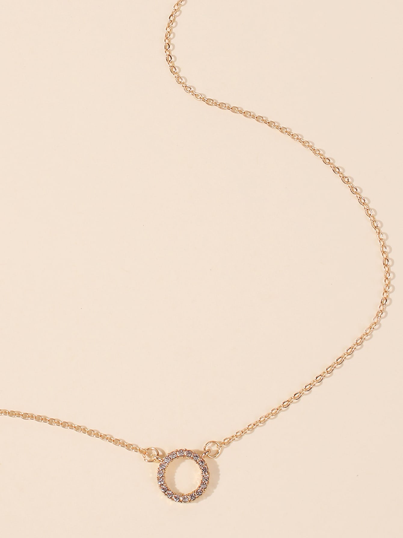 Hoop Rhinestone Pendant Necklace Sai Feel