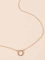 Hoop Rhinestone Pendant Necklace Sai Feel