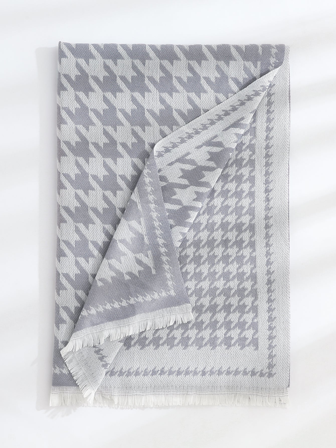 Houndstooth Raw Hem Scarf Sai Feel