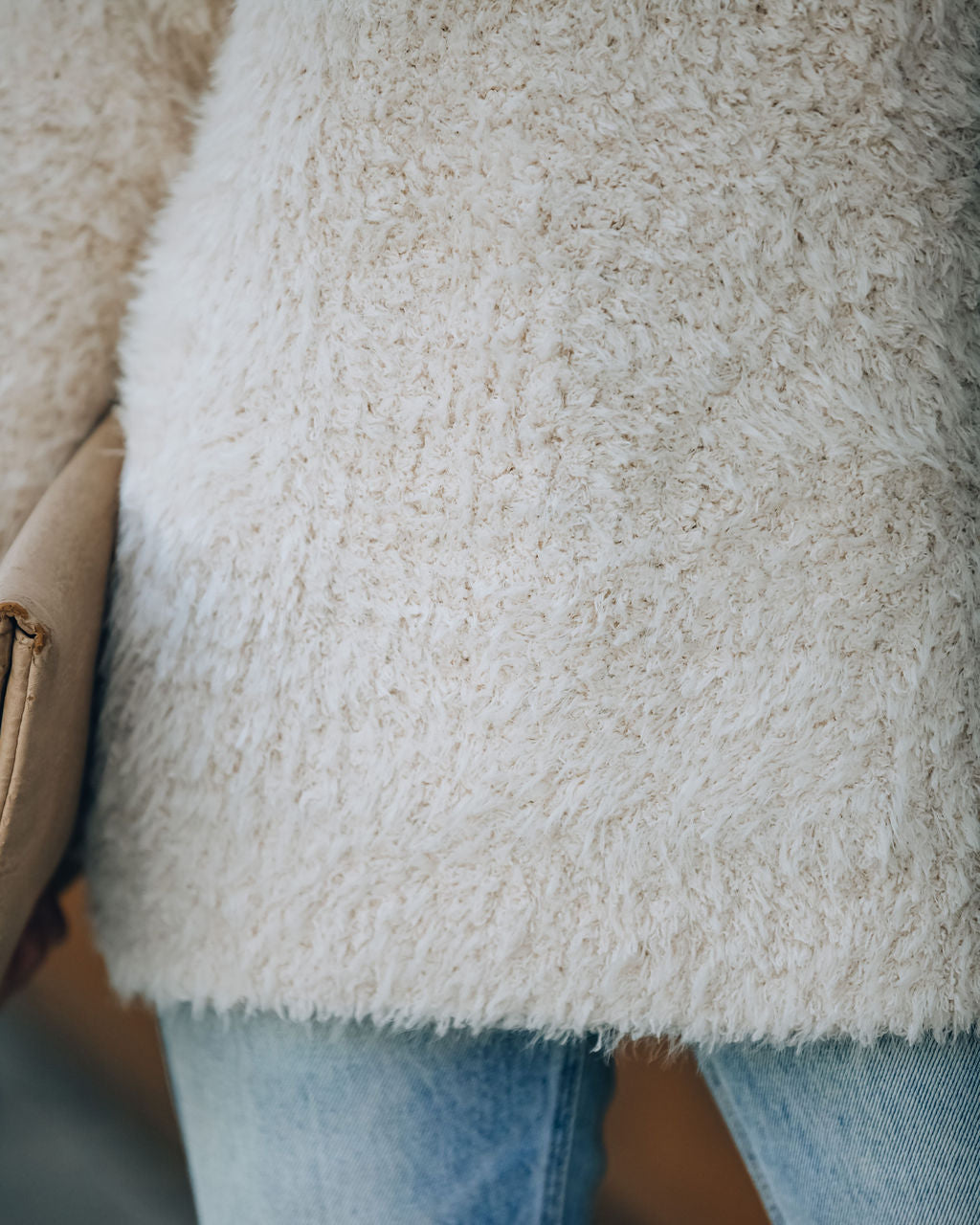 Above All Fuzzy Turtleneck Knit Sweater - Cream - FINAL SALE