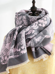 Ink Paint Jacquard Fringe Hem Scarf Sai Feel