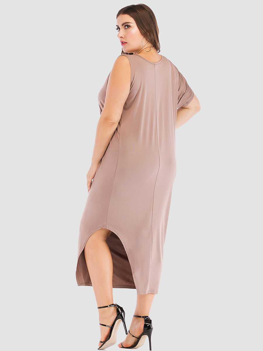 Irregular Stretch Solid Color Long Dress Sai Feel