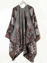 Jacquard argyle leopard print shawl Sai Feel