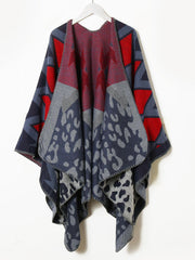 Jacquard argyle leopard print shawl Sai Feel