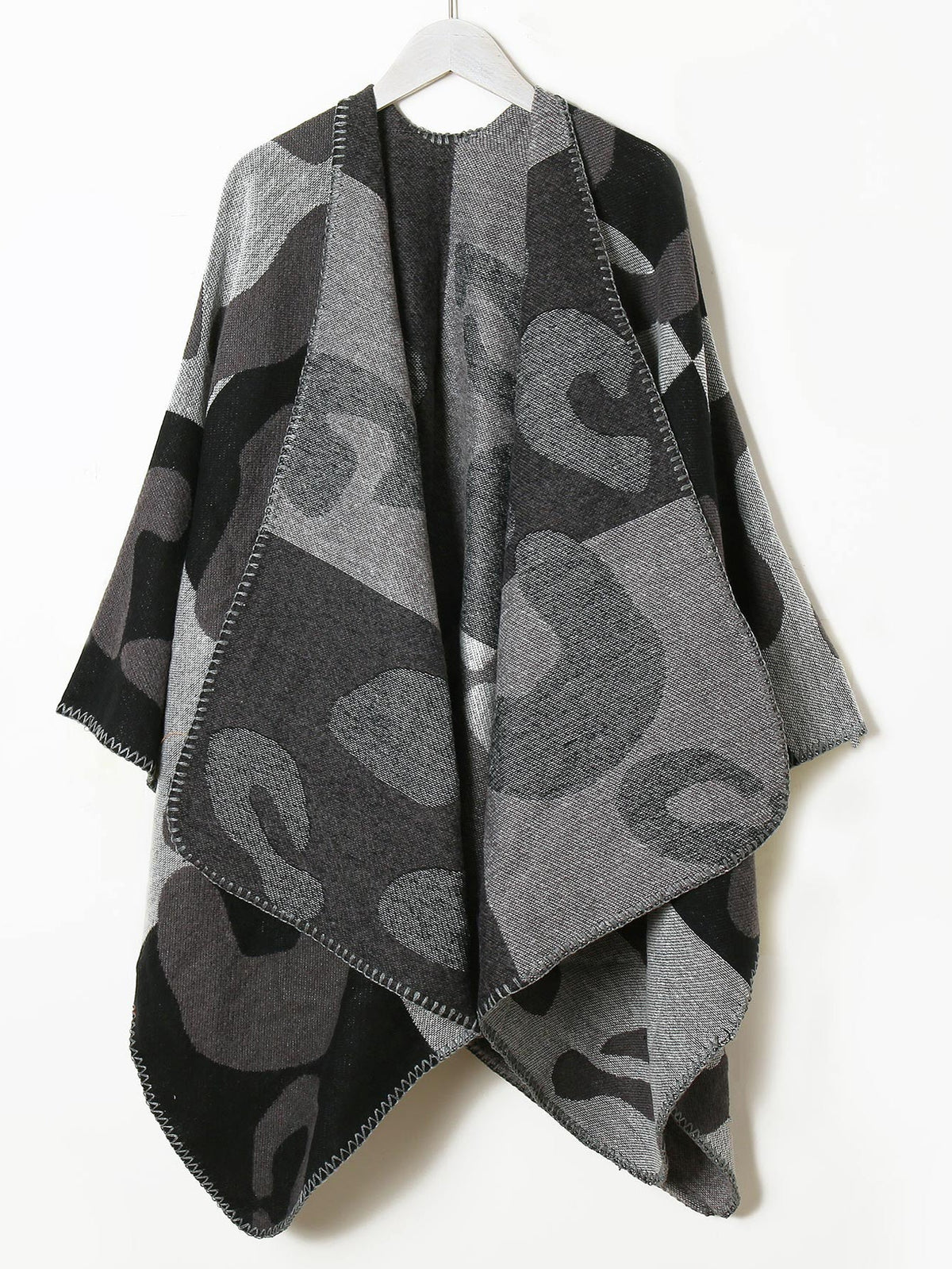 Jacquard plaid acrylic cape shawl Sai Feel