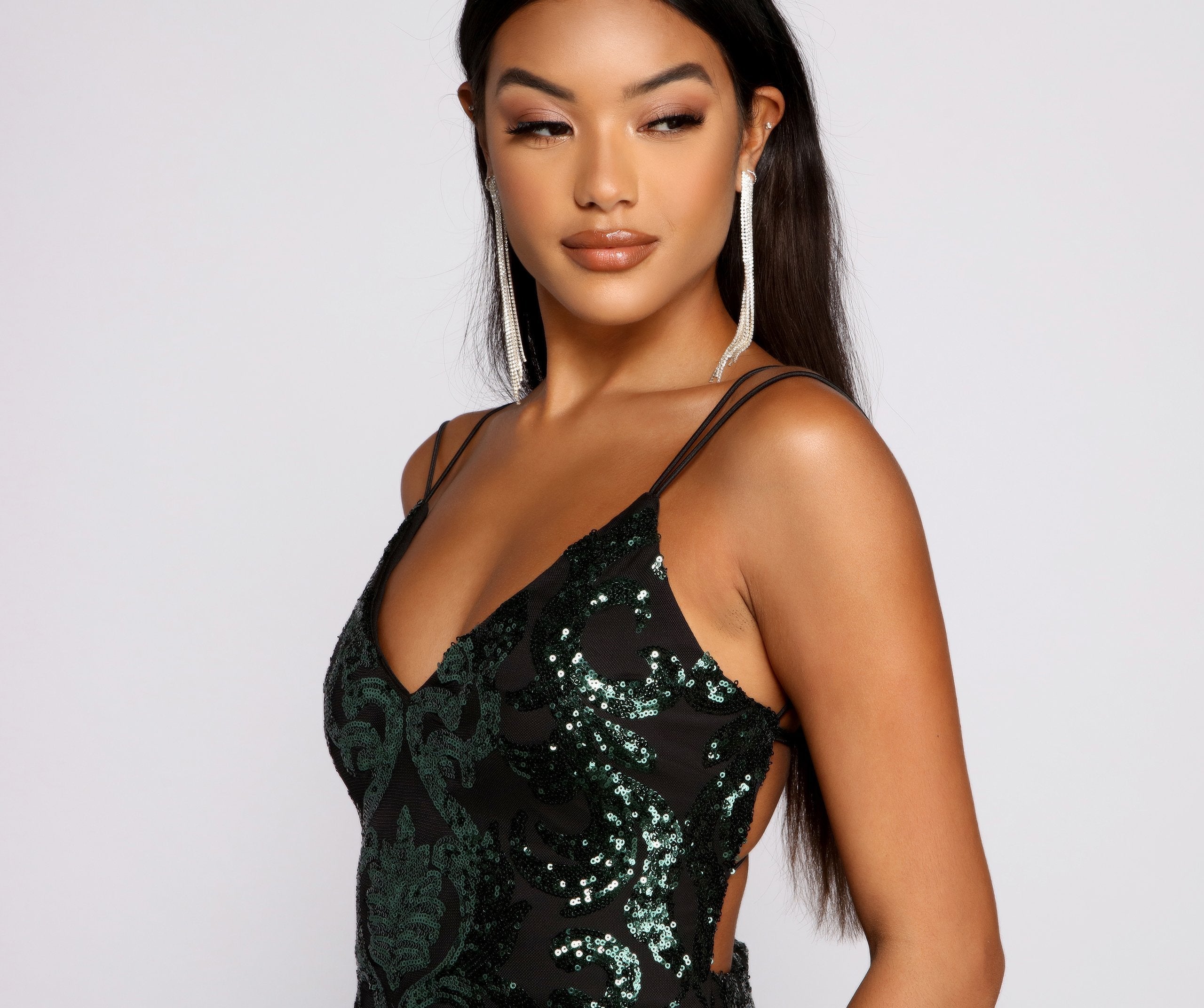 Karina Formal Sequin Cross Back Mini Dress Sai Feel