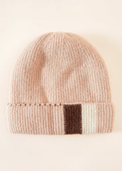 Knit Rolled Hem Beanie with Lining Sai Feel