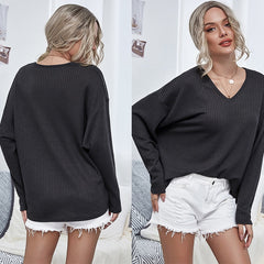 Knitted V-neck Mesh Casual Sweater Sai Feel