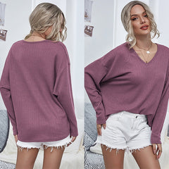 Knitted V-neck Mesh Casual Sweater Sai Feel