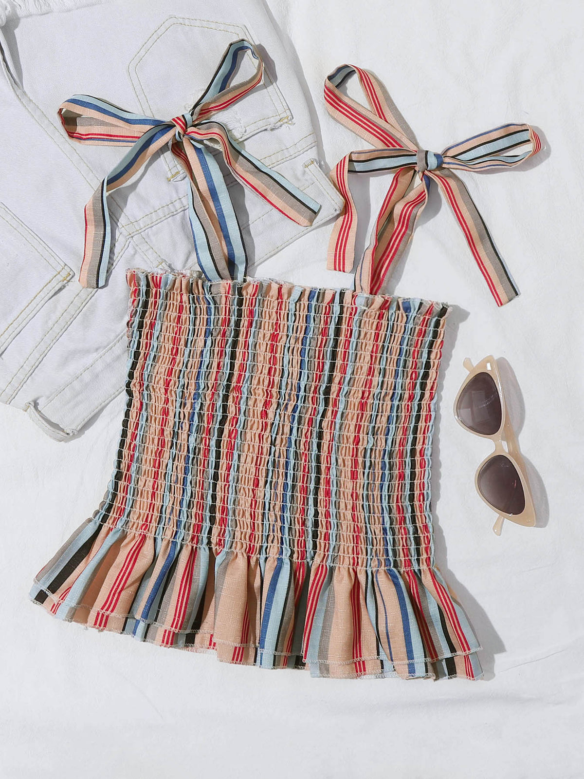 Knot Shoulder Striped Cami Top Sai Feel