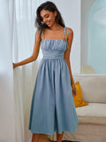 Knot Straps Ruched Bust Cami Dress Sai Feel