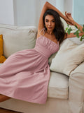Knot Straps Ruched Bust Cami Dress Sai Feel
