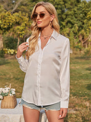 Lace Open Back V-neck Sexy Long-sleeved White Shirt Sai Feel