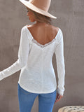 Lace Patchwork Ribbed Long Sleeve Top Sai Feel
