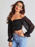Lace Up Off Shoulder Crop Blouse Sai Feel