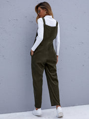 Ladies' new casual loose corduroy solid color suspender jumpsuit Sai Feel