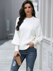 Lantern Sleeve Cable Knit Sweater Sai Feel