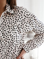 Lapel flounces polka dot long sleeve shirt Sai Feel