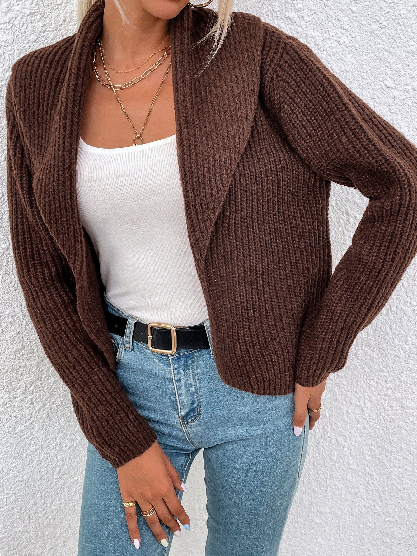 Lapel sweater cardigan Sai Feel