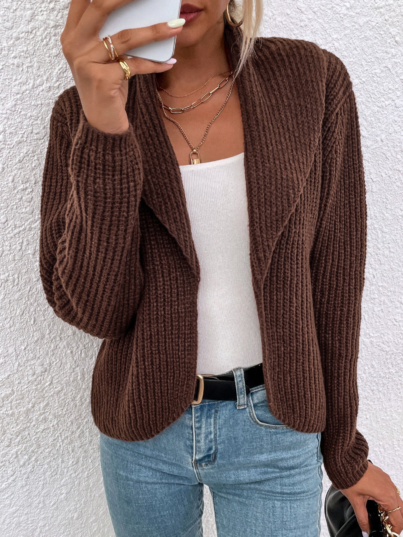 Lapel sweater cardigan Sai Feel