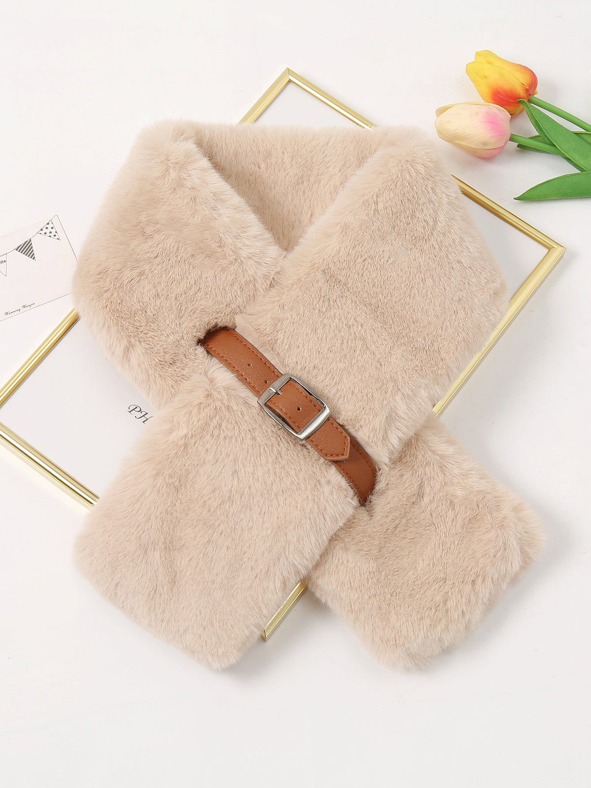 Leather buckle warm scarf Sai Feel