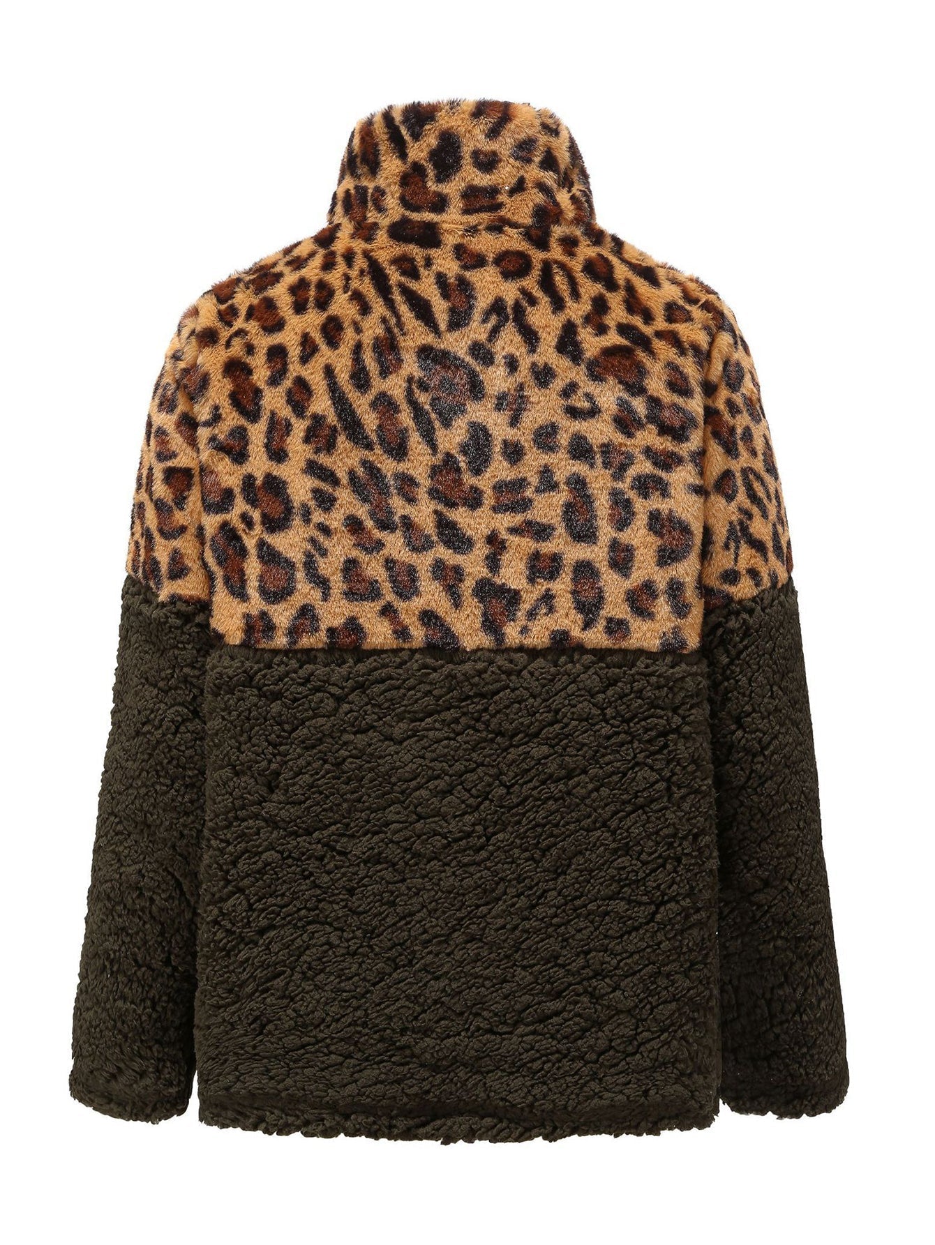 Leopard Block Kangaroo Pocket Teddy Pullover Sai Feel