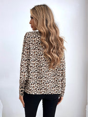 Leopard Print Button Front Blouse Sai Feel