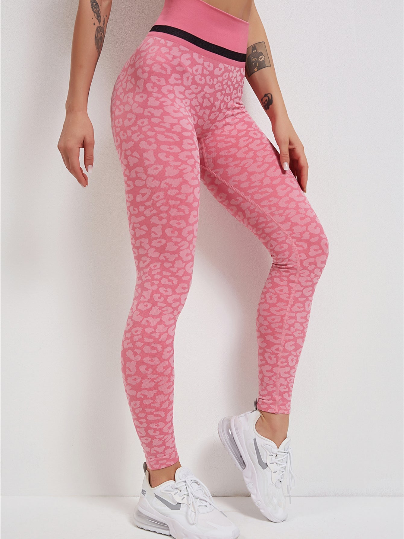 Leopard Print Contrast Binding High Waist Leggings Sai Feel