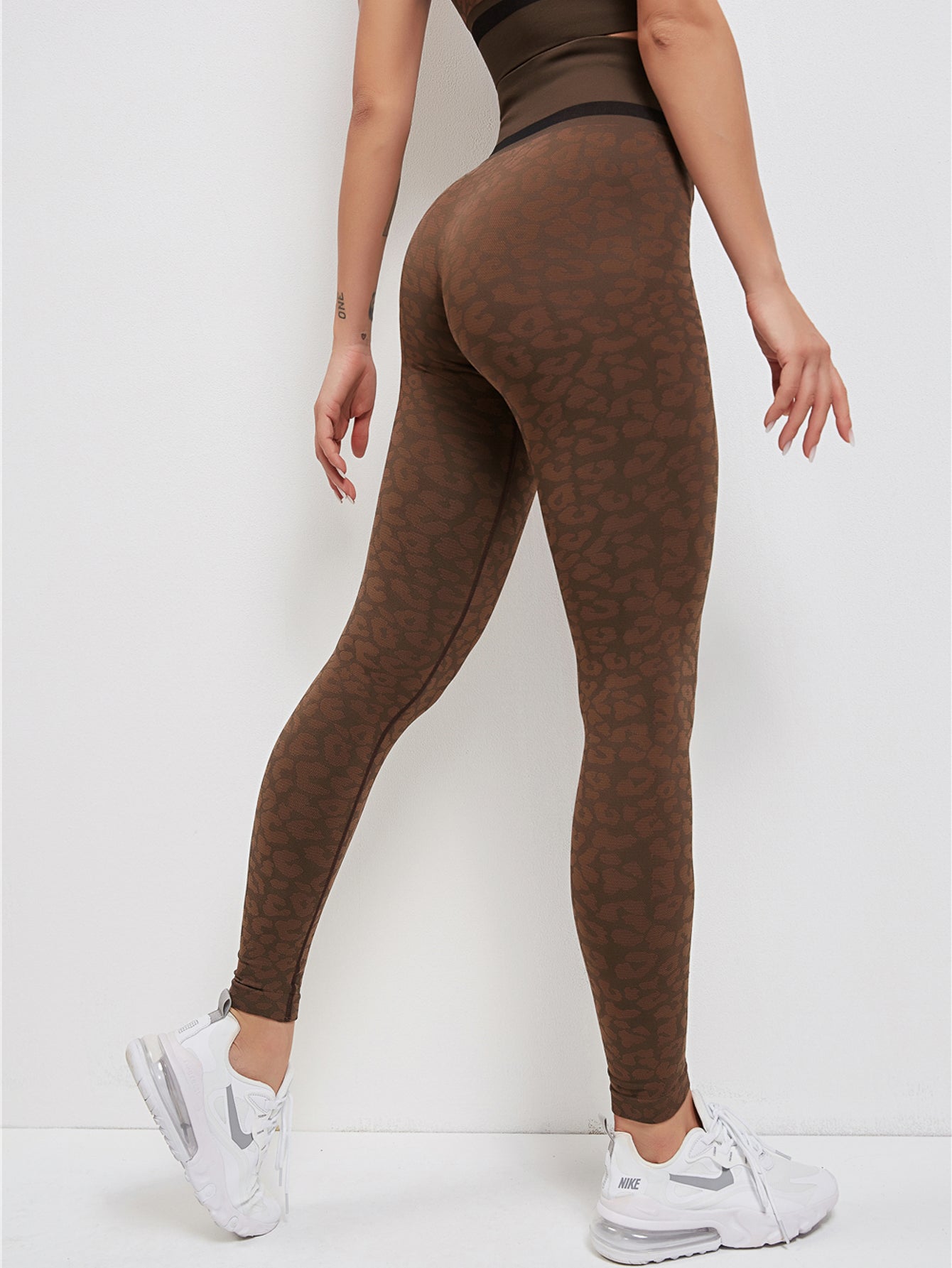 Leopard Print Contrast Binding High Waist Leggings Sai Feel