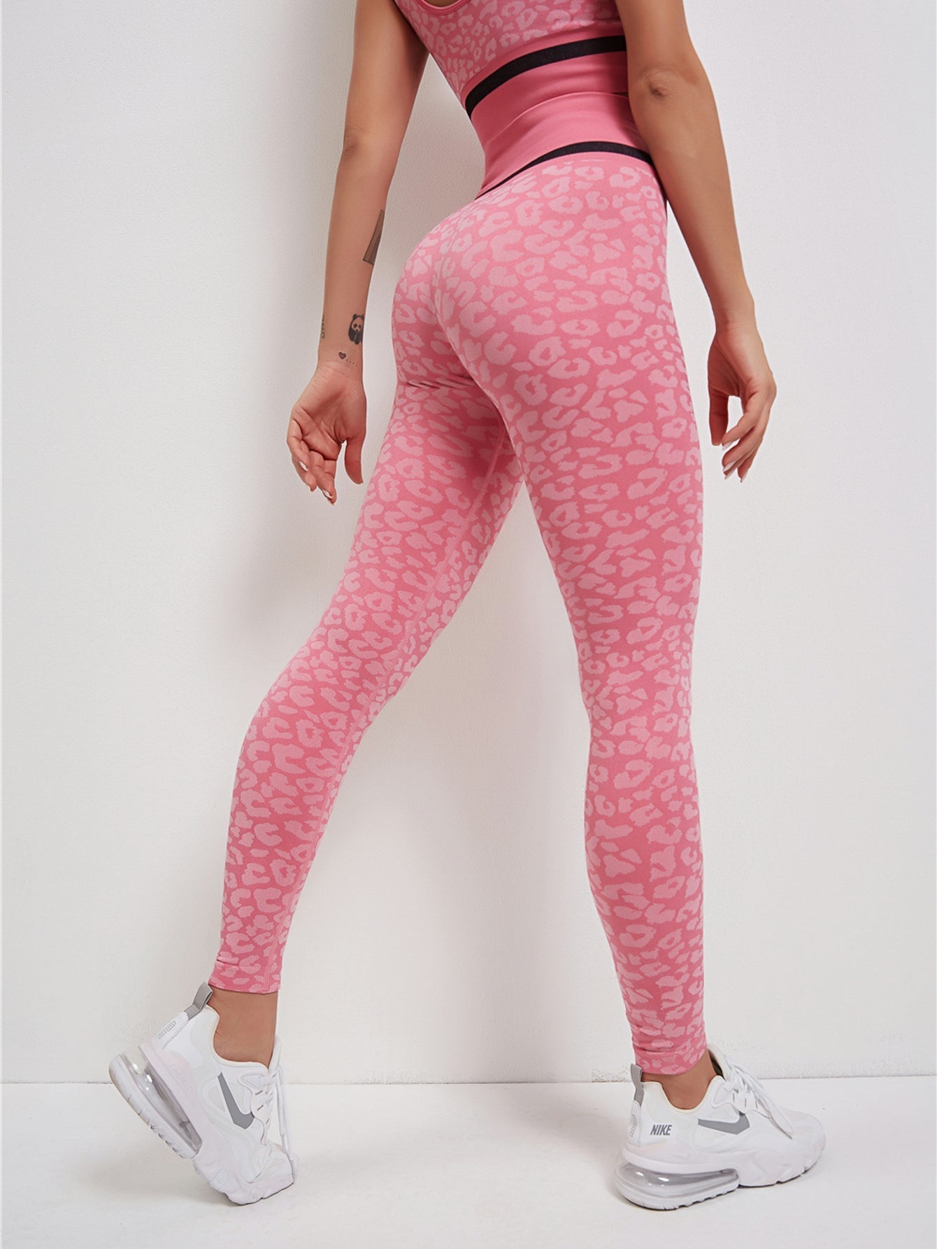 Leopard Print Contrast Binding High Waist Leggings Sai Feel