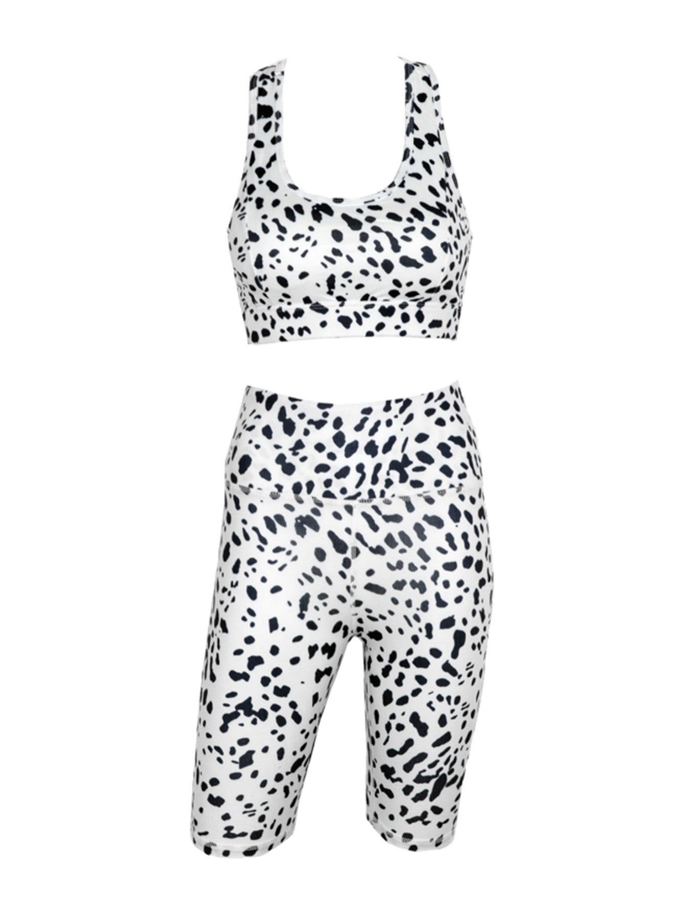 Leopard Print Criss Cross Sports Bra and Biker Shorts Sai Feel