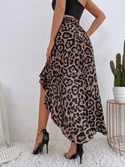 Leopard Print Irregular Ruffle Skirt Sai Feel