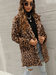 Leopard Print Plush Fleece Coat Sai Feel