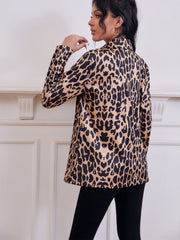 Leopard Print Single Button Blazer Sai Feel