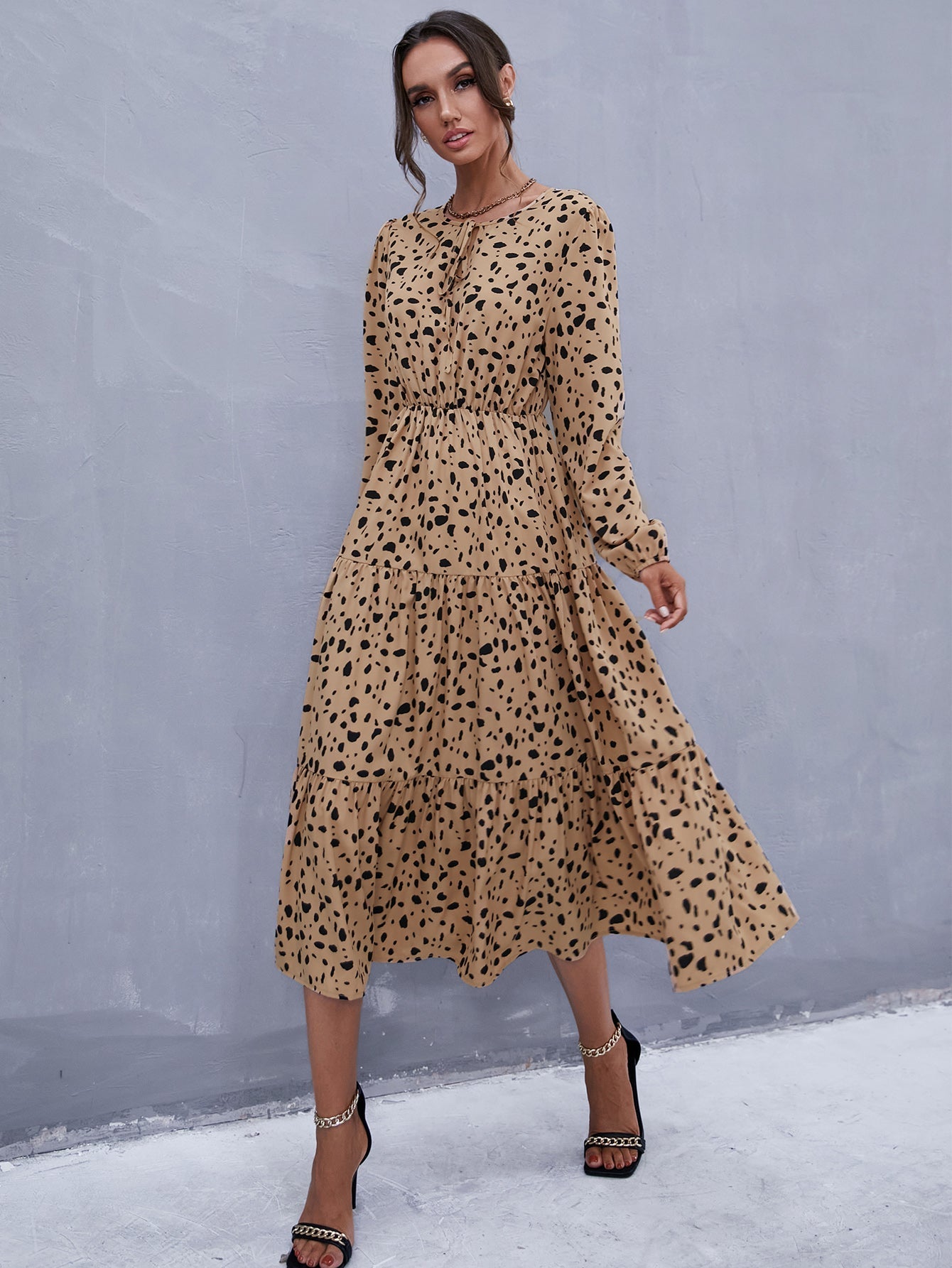 Leopard Print Tie Front Dress Sai Feel