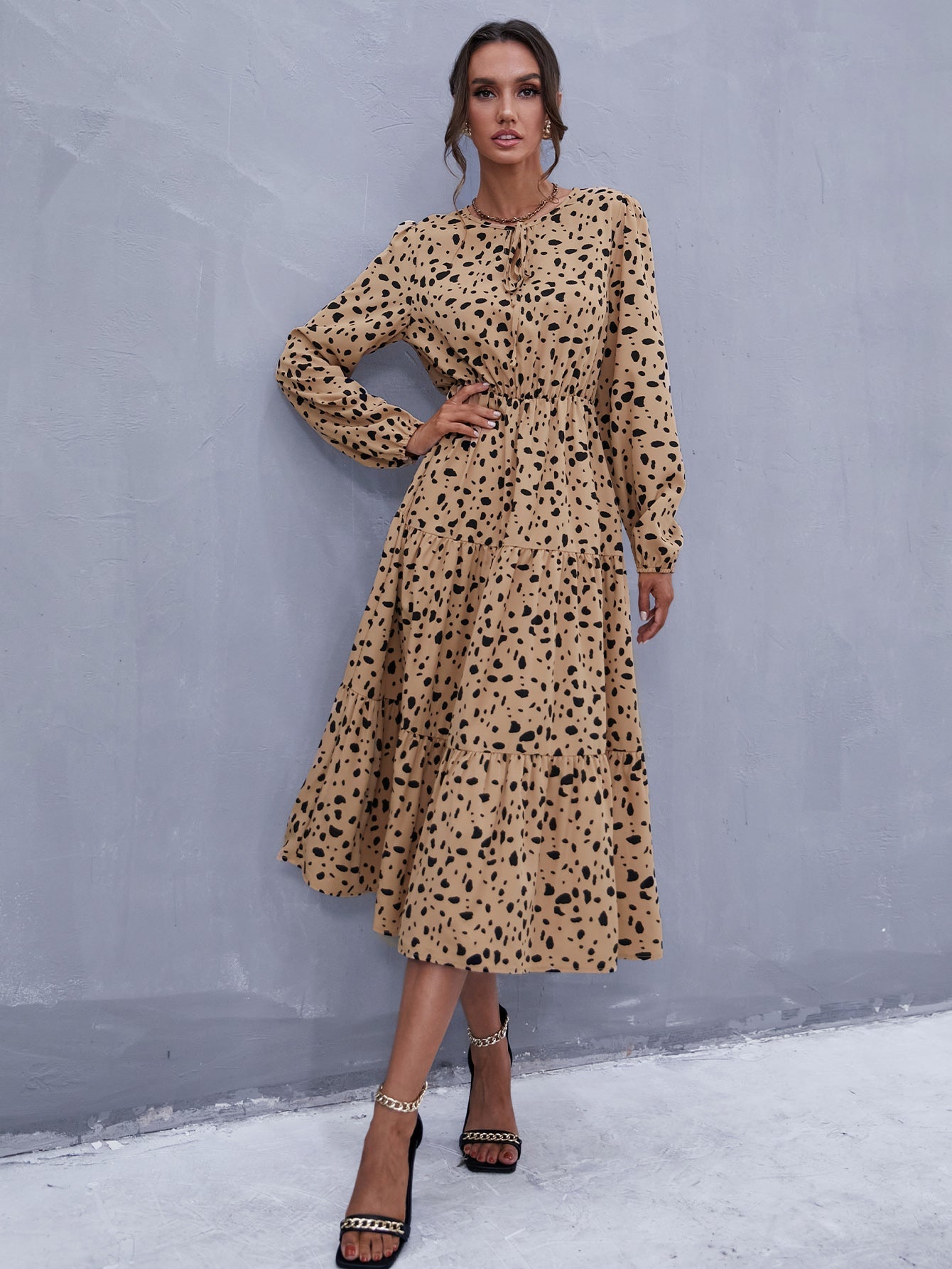 Leopard Print Tie Front Dress Sai Feel