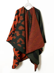 Leopard and zebra print color-blocking acrylic shawl Sai Feel