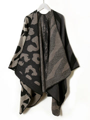 Leopard and zebra print color-blocking acrylic shawl Sai Feel