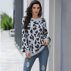 Leopard drop shoulder pullover sweater Sai Feel