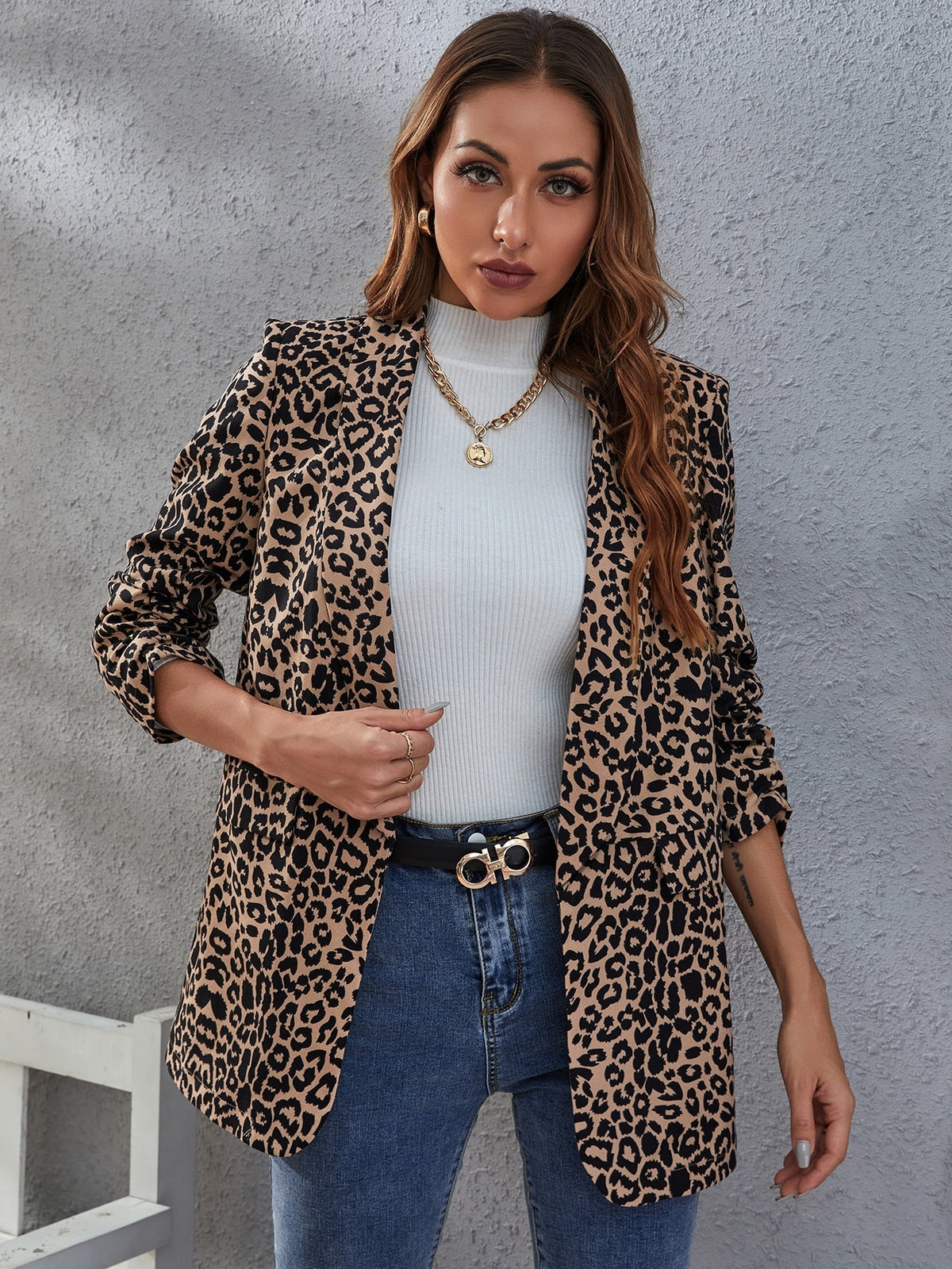 Leopard print elegant blazer Sai Feel