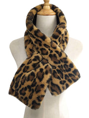Leopard print warm cross scarf Sai Feel