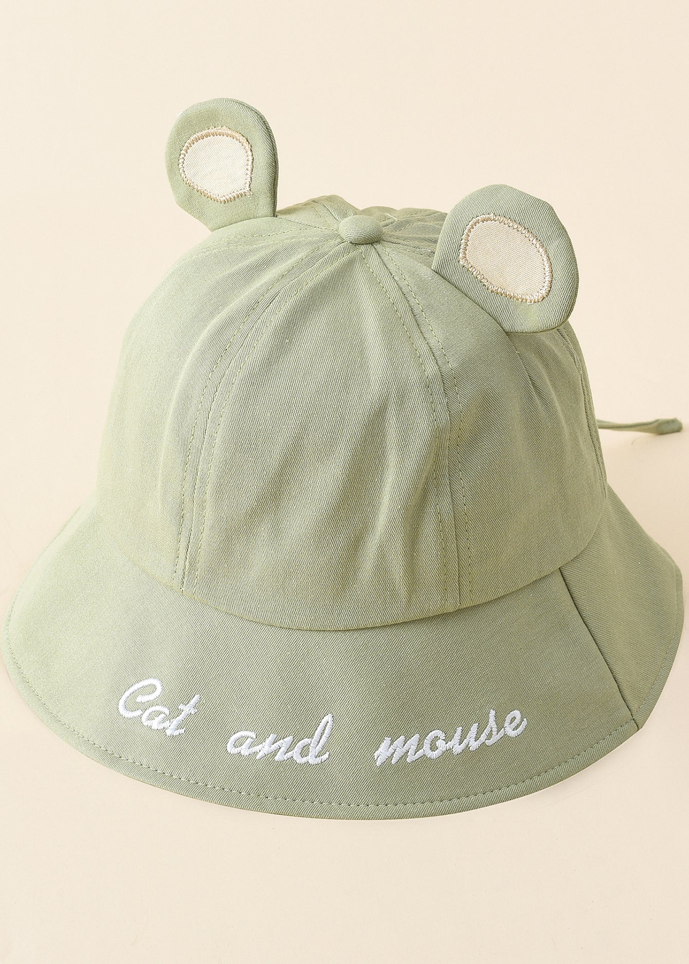 Letter Embroidery Animal Ear Bucket Hat Sai Feel