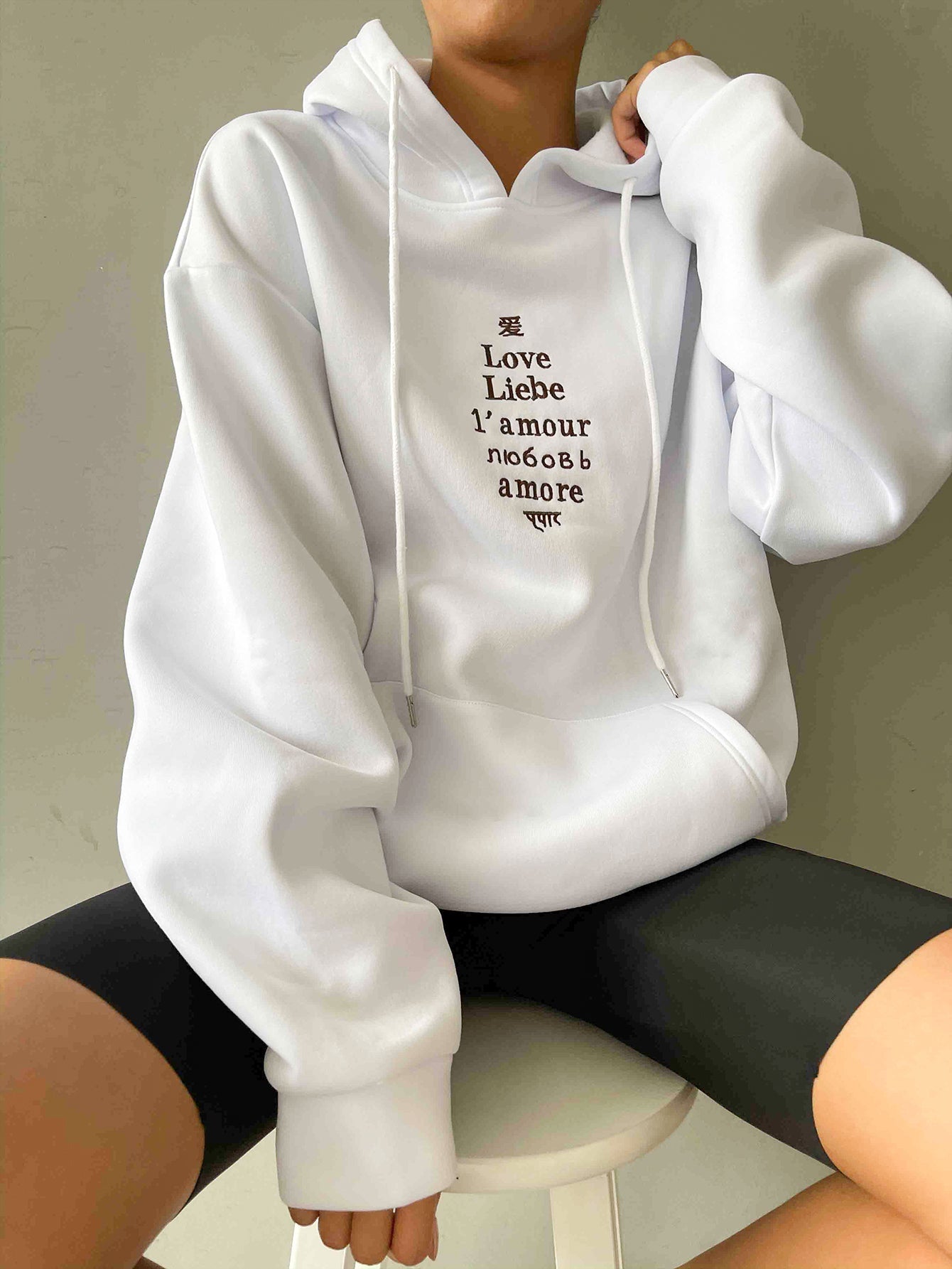 Letter Graphic Drop Shoulder Hoodie Sai Feel